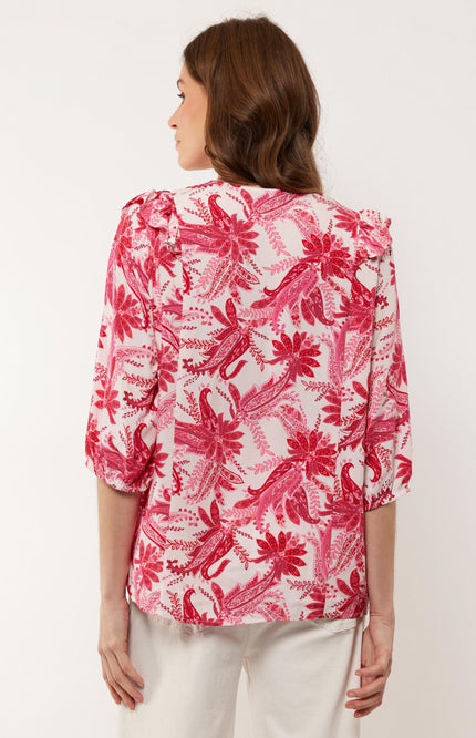 G-maxx Top claudia zand hibiscus 014213 Stretchshop.nl