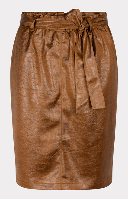 EsQualo Rok belt metallic crinkle Brandy F24.10554 Stretchshop.nl