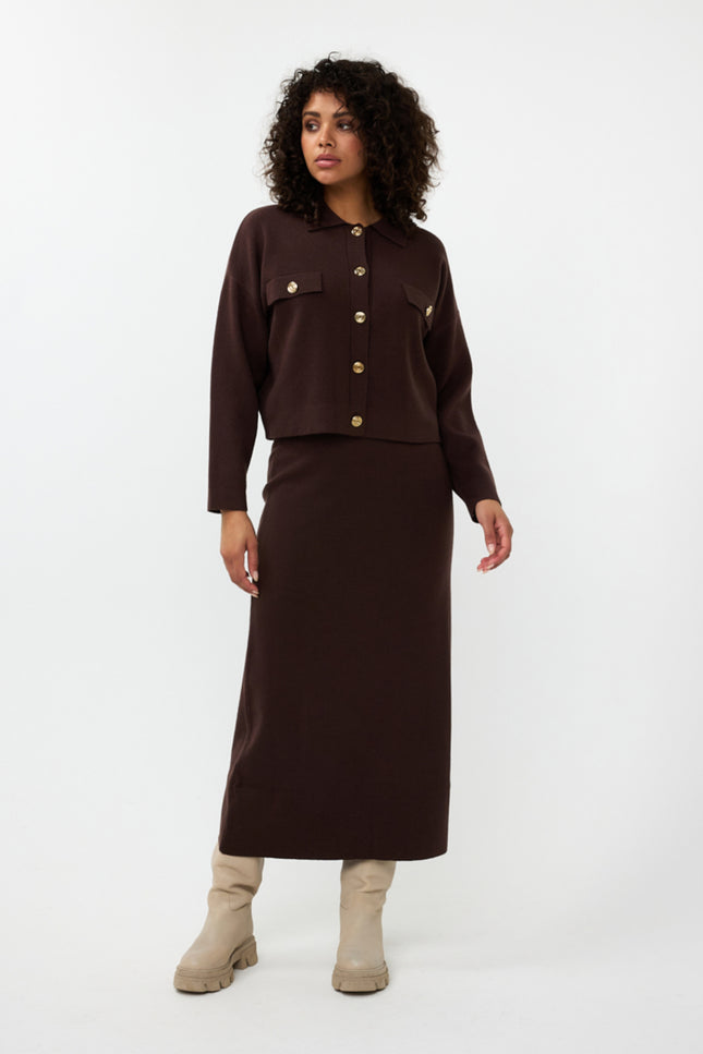 EsQualo Rok CB split Chocolate F24.07506 Stretchshop.nl