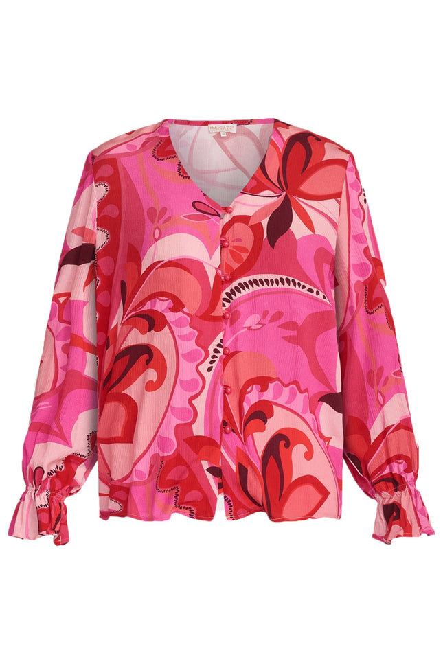 Maicazz Blouse jiken flowers pink D7 Stretchshop.nl