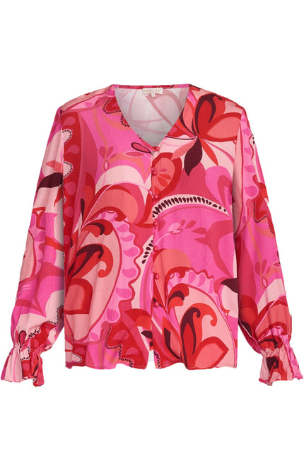 Maicazz Blouse jiken flowers pink D7 Stretchshop.nl