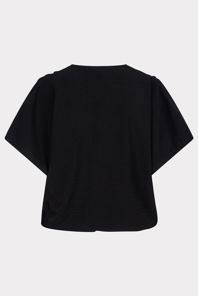 EsQualo Top overlap crinkle black 10217 Stretchshop.nl