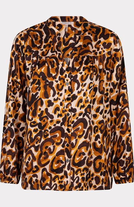 EsQualo Blouse Animal Land Print F24.10513 Stretchshop.nl