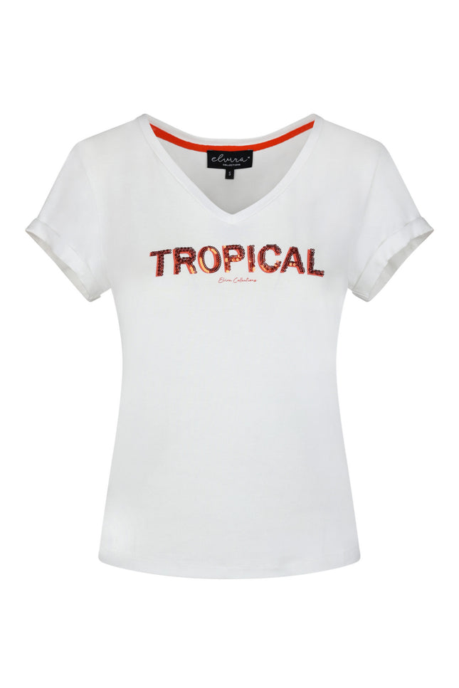 Elvira Casuals T-shirt tropical orange 24-013 Stretchshop.nl