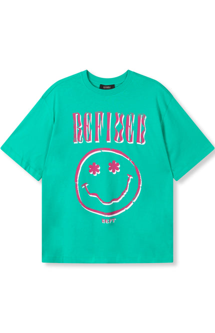 Refined Department T-shirt maggy smiley turquoise Stretchshop.nl