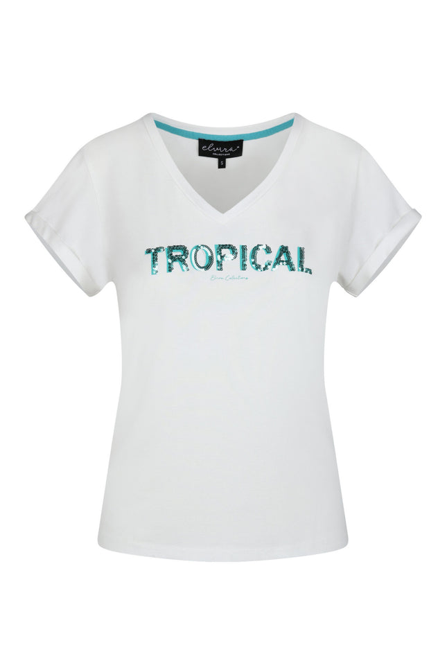 Elvira Casuals T-shirt tropical green 24-013 Stretchshop.nl
