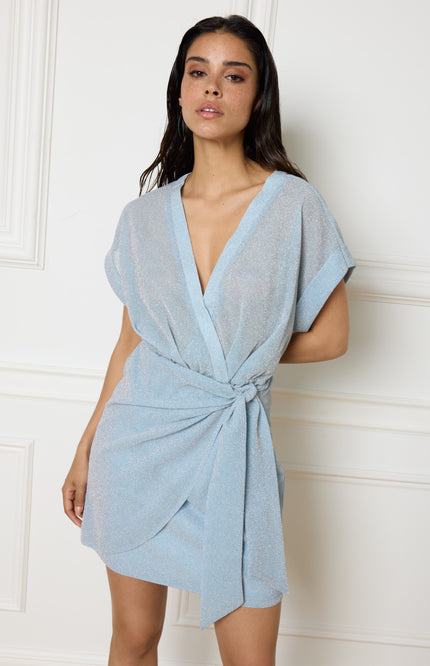 Refined Department Jurk sanne wrap light blue 200 Stretchshop.nl