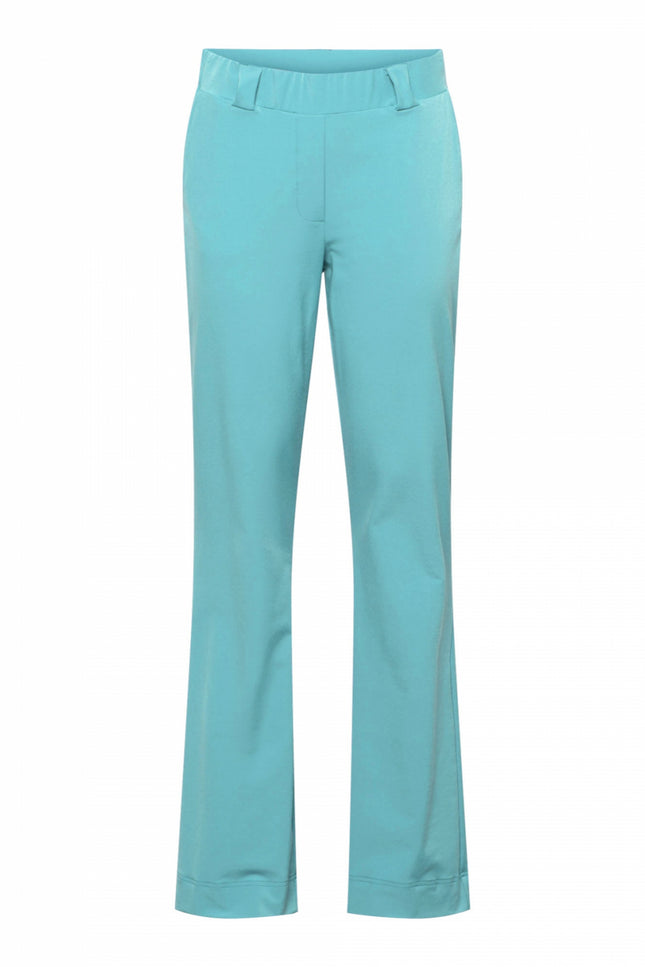 &Co woman Travel broek penelope flare turquoise PA203-1 Stretchshop.nl