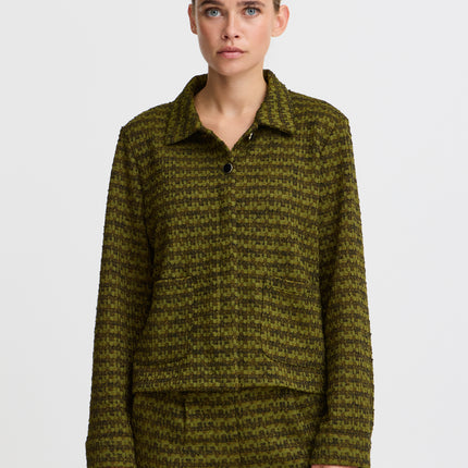 Ichi Jacket ihkate mosley mayfly stripe jacquard green JA Stretchshop.nl