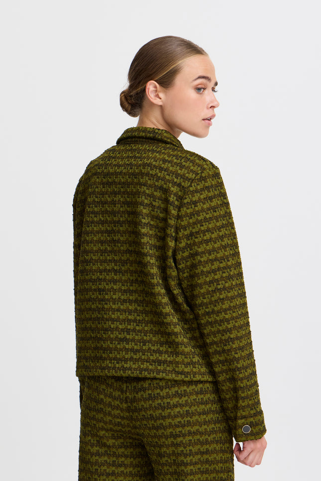 Ichi Jacket ihkate mosley mayfly stripe jacquard green JA Stretchshop.nl