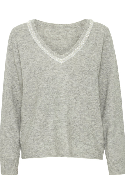 Ichi Trui knitted ihmacon grey melange Stretchshop.nl