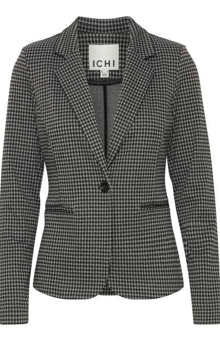 Ichi Blazer ihkate houndstooth blackgrey Stretchshop.nl