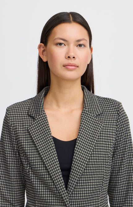 Ichi Blazer ihkate houndstooth blackgrey Stretchshop.nl