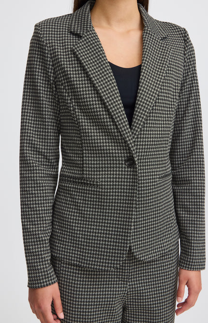 Ichi Blazer ihkate houndstooth blackgrey Stretchshop.nl