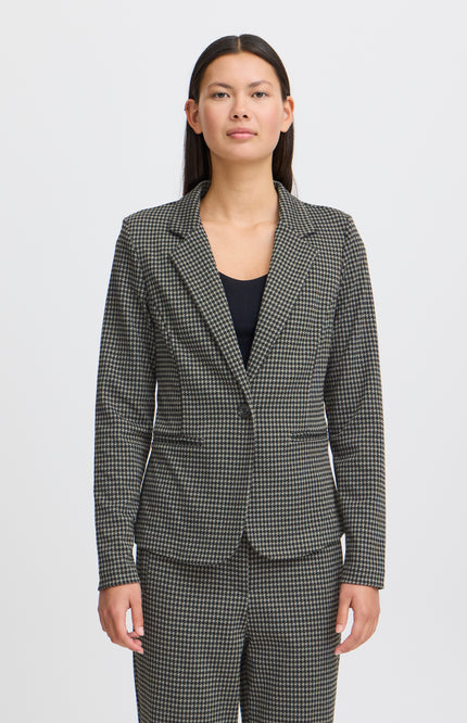 Ichi Blazer ihkate houndstooth blackgrey Stretchshop.nl