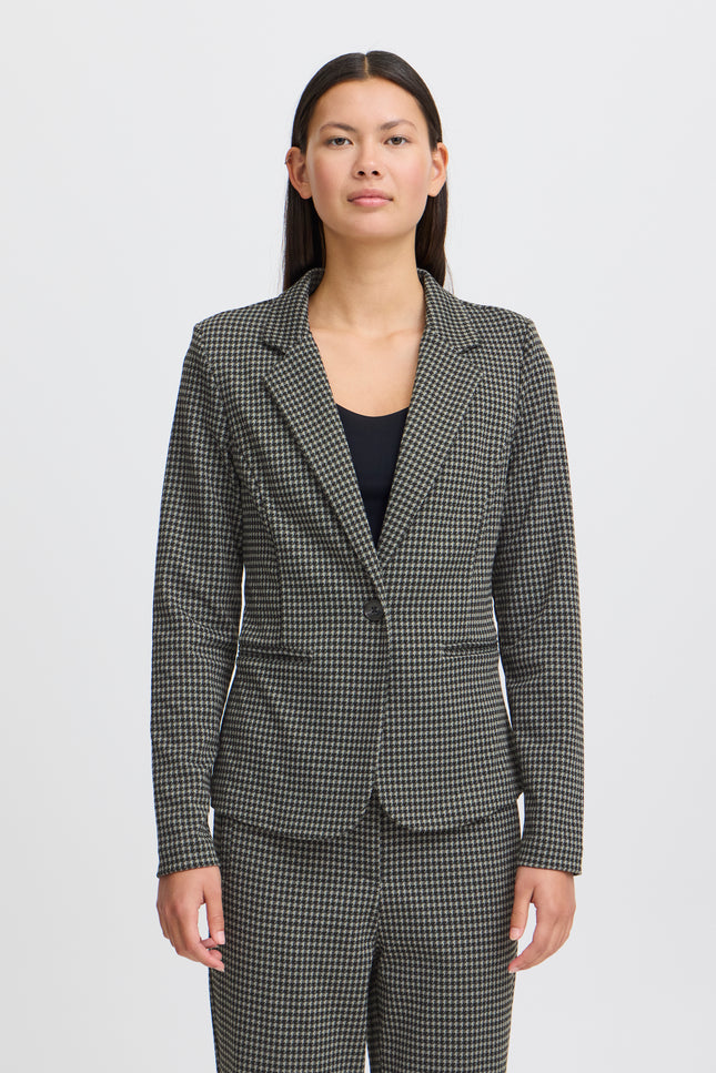 Ichi Blazer ihkate houndstooth blackgrey Stretchshop.nl