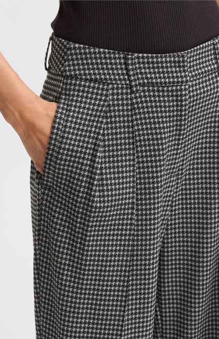 Ichi Broek ihkate houndstooth blackgrey Stretchshop.nl