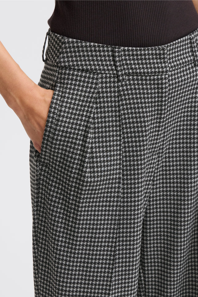 Ichi Broek ihkate houndstooth blackgrey Stretchshop.nl