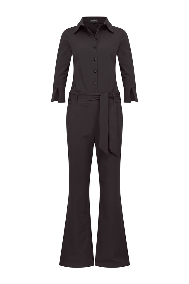 Mi Piace Travel jumpsuit flared zwart 202154 Stretchshop.nl