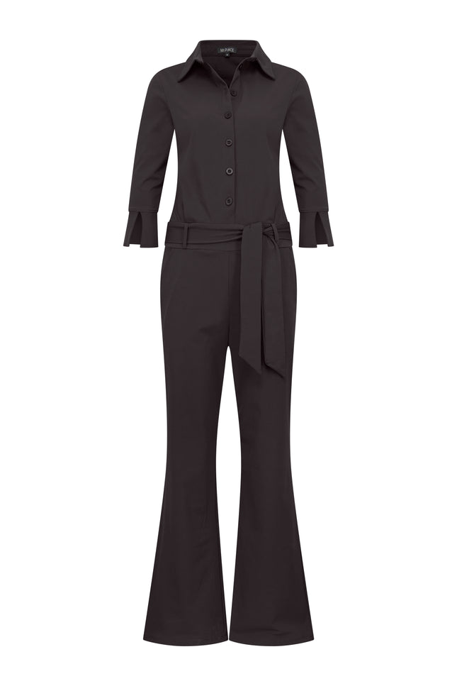 Mi Piace Travel jumpsuit flared zwart 202154 Stretchshop.nl