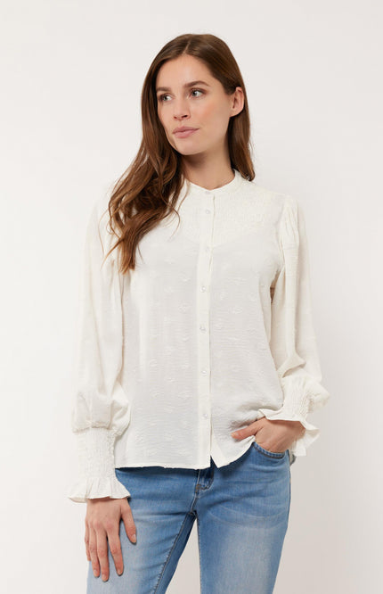 G-maxx Blouse brandy offwhite 011 Stretchshop.nl