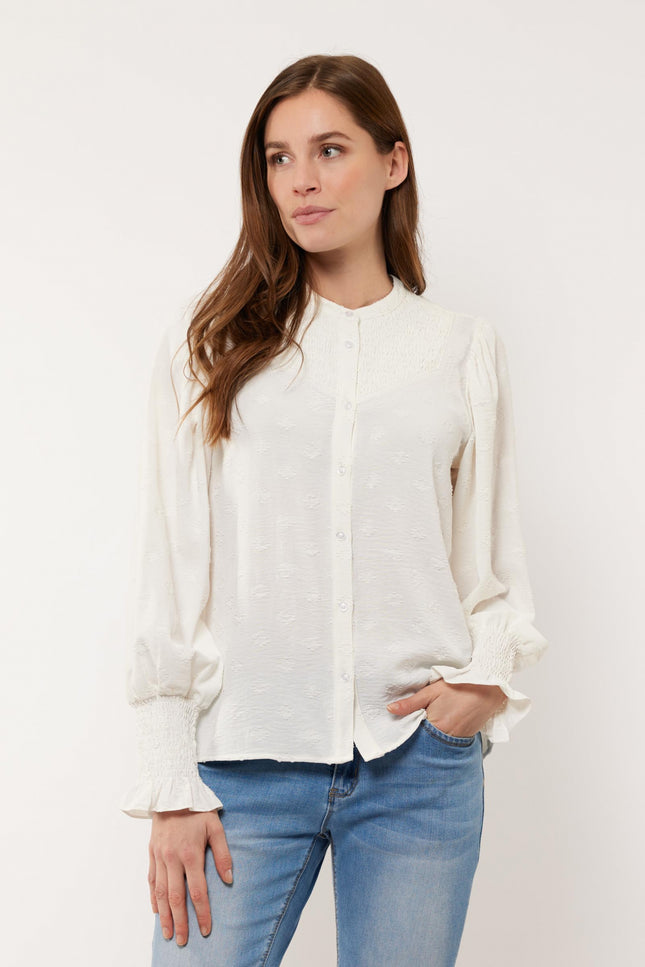 G-maxx Blouse brandy offwhite 011 Stretchshop.nl