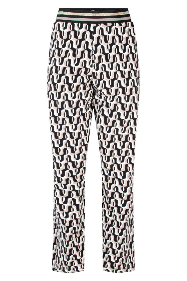 Zoso travel broek maggy black offwhite 245 Stretchshop.nl