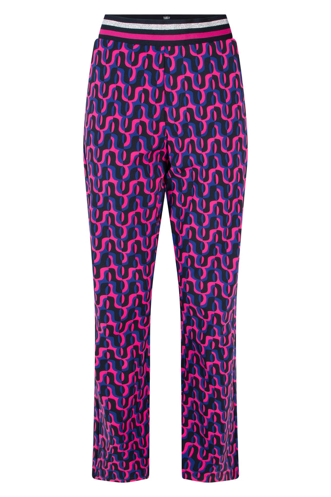 Zoso travel broek maggy navy pink 245 Stretchshop.nl