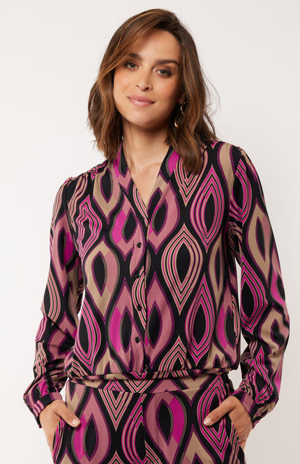 G-maxx Blouse else berry zwart Stretchshop.nl