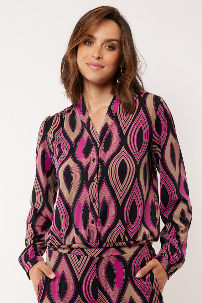 G-maxx Blouse else berry zwart Stretchshop.nl