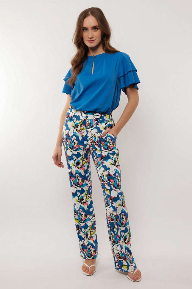 G-maxx Broek bindi offwhite cornflower blue Stretchshop.nl