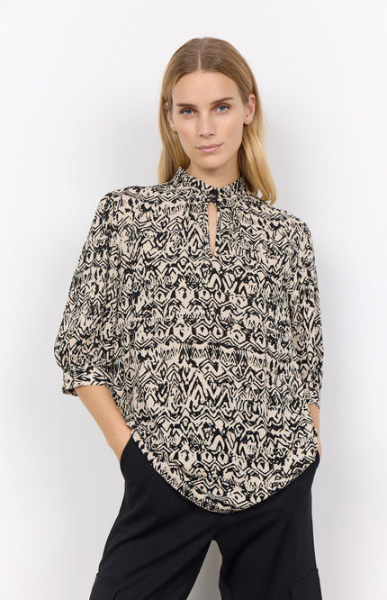 Soyaconcept Blouse faria black white 2 Stretchshop.nl