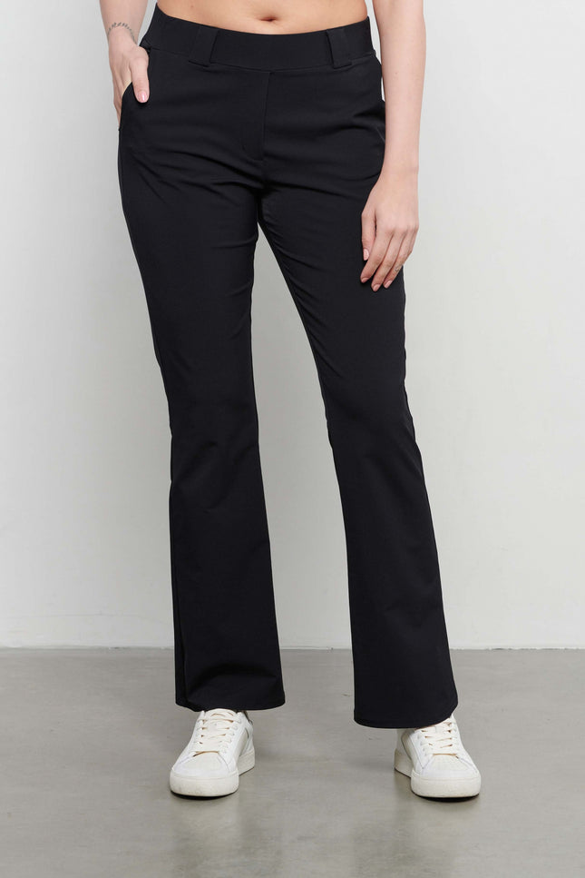 &Co woman Travel broek penelope flare zwart Stretchshop.nl