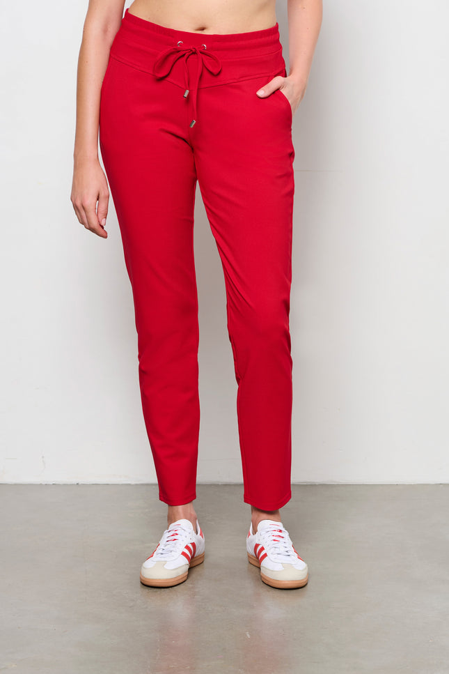 &Co woman Broek penny comfort twill red pa292 Stretchshop.nl