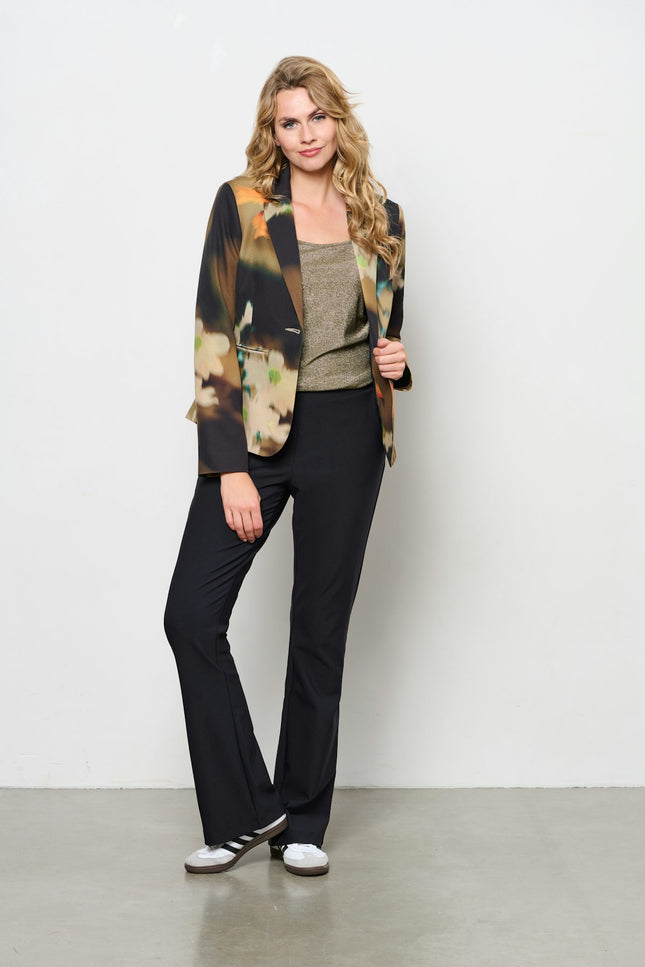 &Co woman Blazer copenhagen ao flower black multi BZ161 Stretchshop.nl