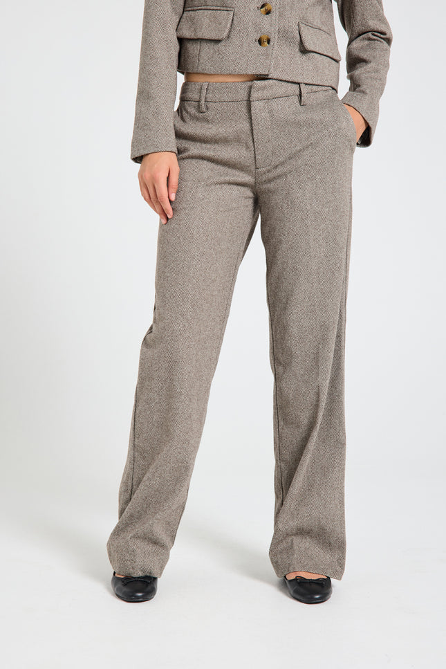 Freequent Broek fqsillen herringbone light grey melange Stretchshop.nl