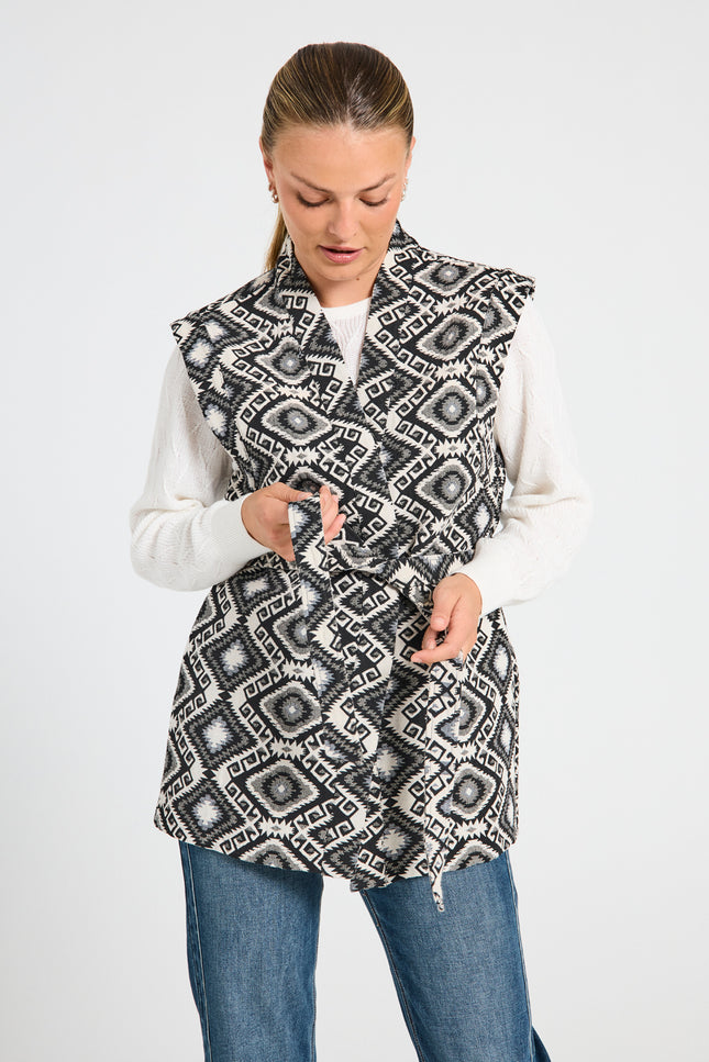 Gilet fqsilda jacquard moonbeam w. black