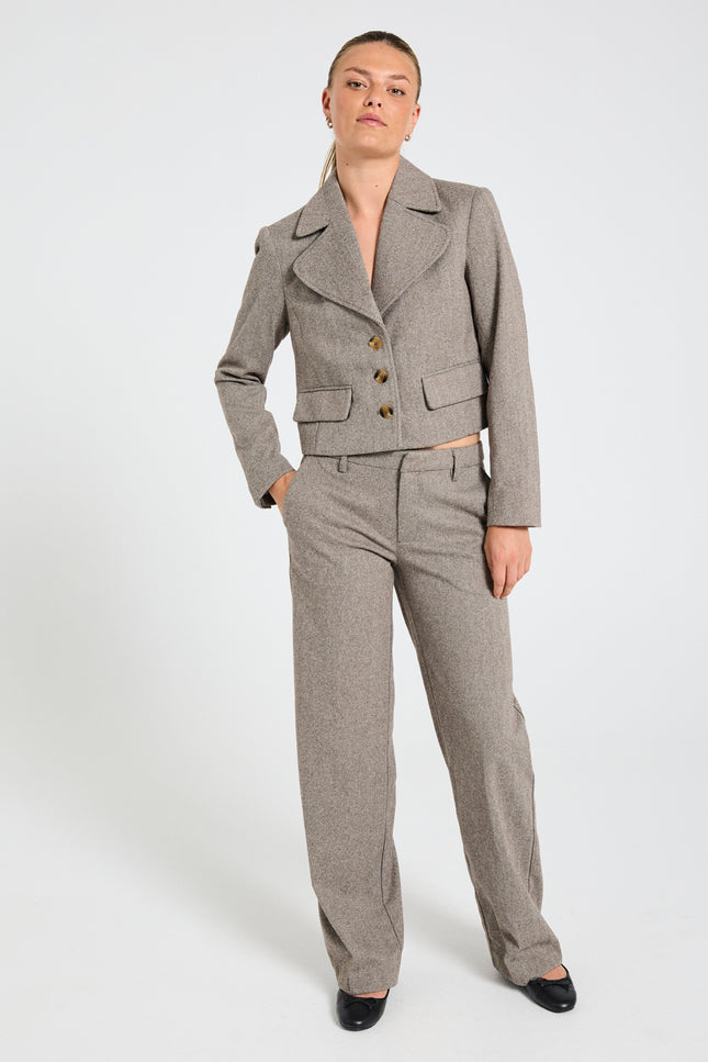 Freequent Broek fqsillen herringbone light grey melange Stretchshop.nl