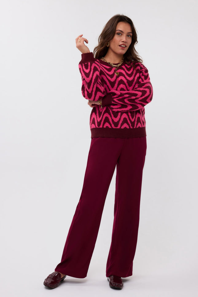 Ydence Sweater Blaise Burgundy Pink Stretchshop.nl