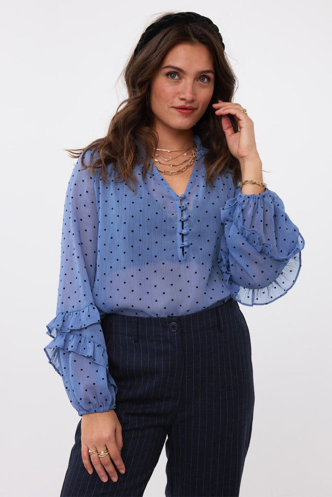 Ydence Blouse nola blue Stretchshop.nl