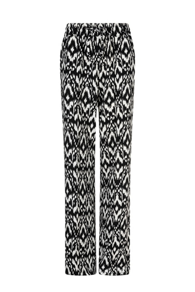 Lofty Manner Broek novalee black white print Stretchshop.nl