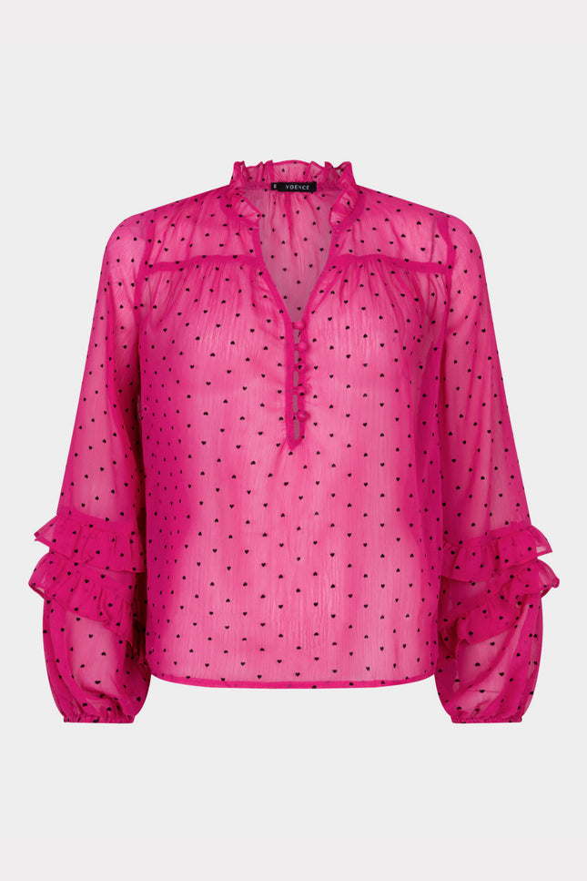 Ydence Blouse nola fuchsia Stretchshop.nl