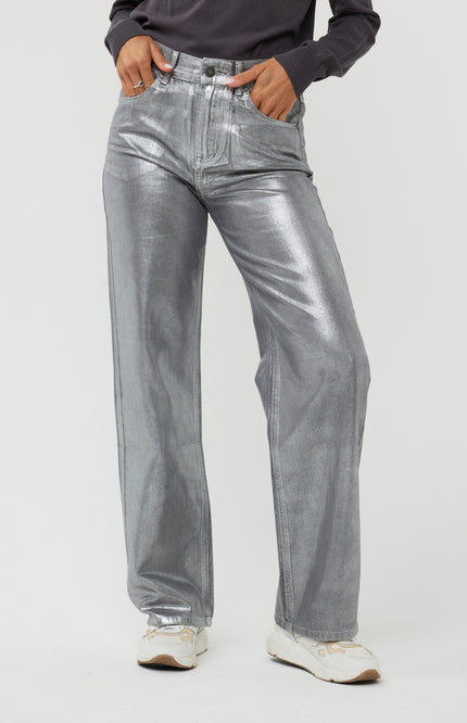 EsQualo Broek Metallic Coated Dark Grey W24.12703 Stretchshop.nl