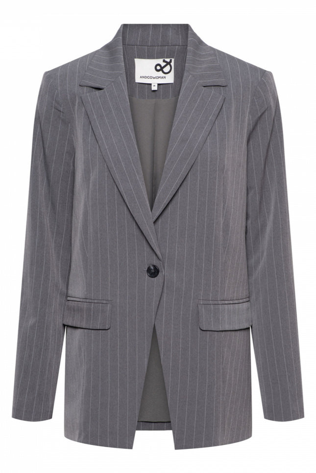 &Co woman Travel blazer pepita stripe grey bz163 Stretchshop.nl