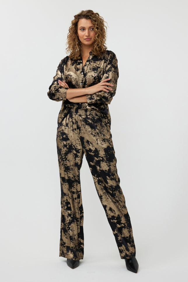 EsQualo Broek Palazzo Lamee Black W24.15704 Stretchshop.nl