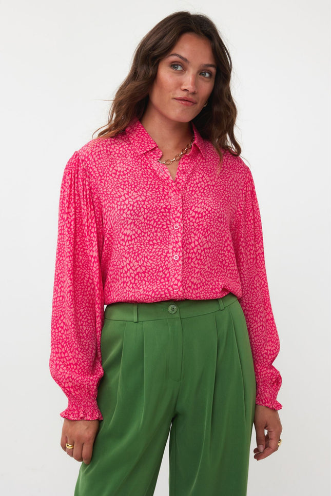 Ydence Blouse alyssa pink hearts Stretchshop.nl