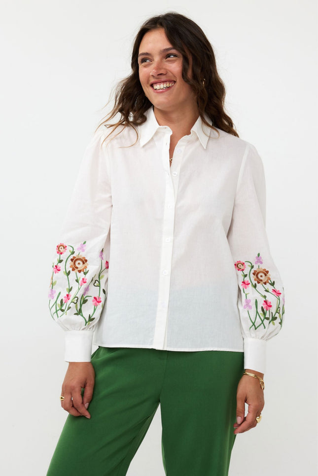 Ydence Blouse blossom white pink lilac Stretchshop.nl