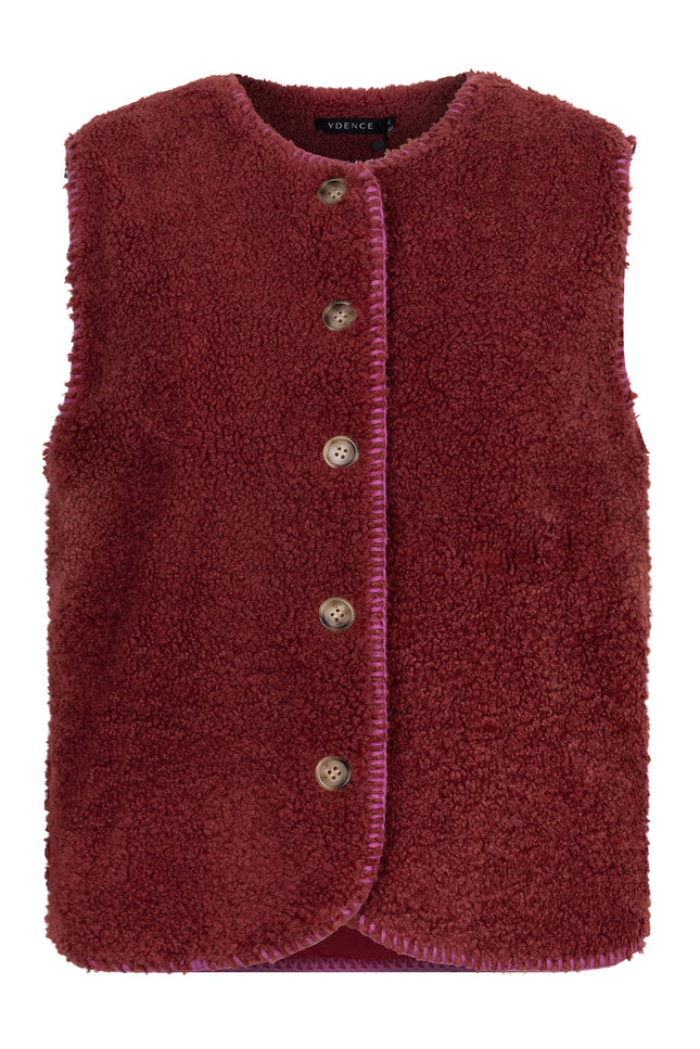 Ydence Gilet evelynn burgundy lilac Stretchshop.nl