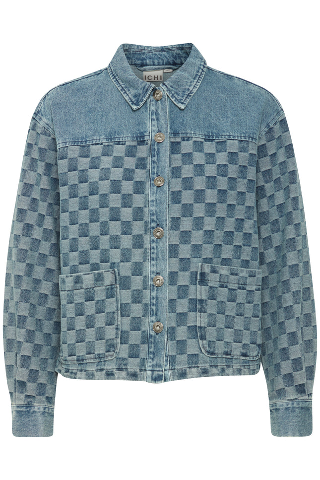 Ichi Jacket ihchekie washed blue denim Stretchshop.nl