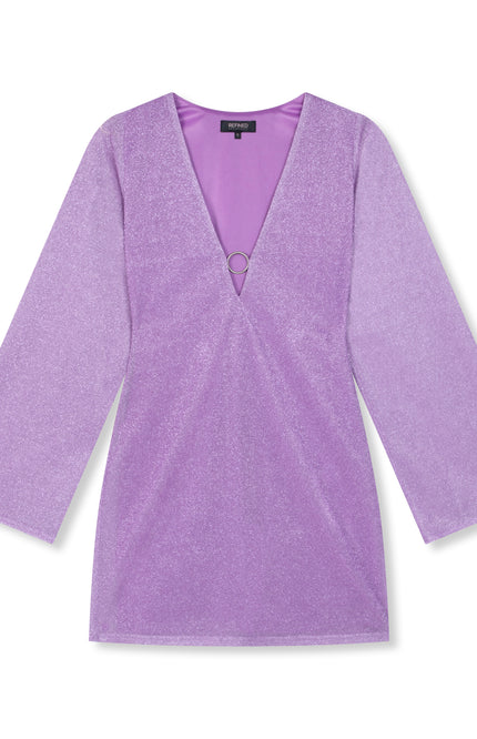 Refined Department Jurk taylor sleeves lilac 800 Stretchshop.nl